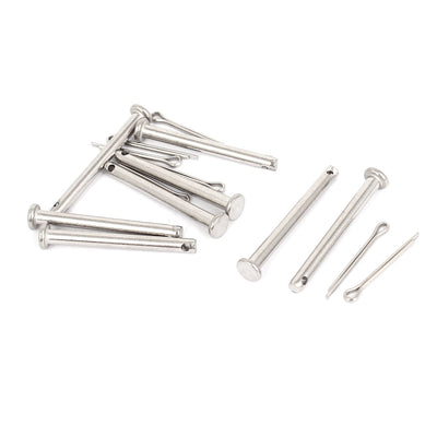 Harfington Uxcell M3 x 30mm Flat Head 304 Stainless Steel Round Clevis Pins Fastener 8Sets
