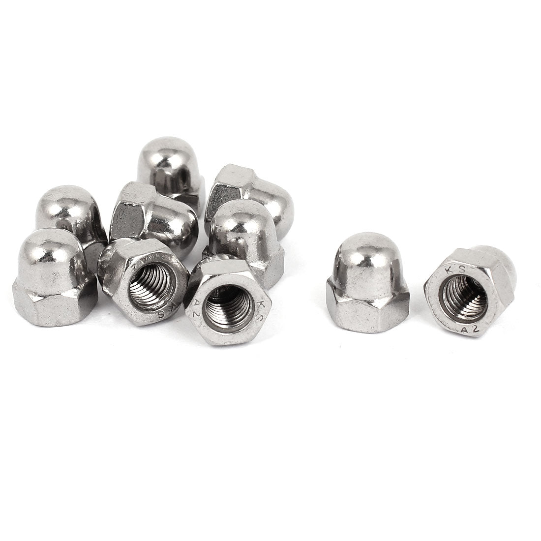 uxcell Uxcell M8 Thread 304 Stainless Steel Dome Head Cap Acorn Hex Nuts Silver Tone 10Pcs