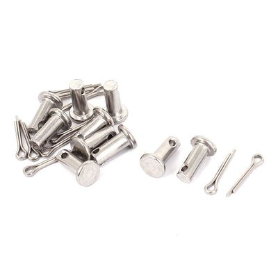Harfington Uxcell M5 x 12mm Flat Head 304 Stainless Steel Round Clevis Pins Fastener Silver Tone 10Sets