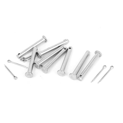 Harfington Uxcell M4x30mm Flat Head 304 Stainless Steel Round Clevis Pins Fastener Silver Tone 8 Pcs