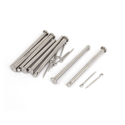 Harfington Uxcell M4x50mm Flat Head 304 Stainless Steel Round Clevis Pins Fastener 8pcs
