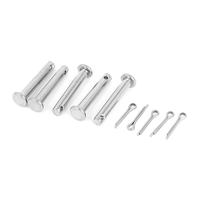 Harfington Uxcell M5 x 30mm Flat Head 304 Stainless Steel Round Clevis Pins Fastener 5pcs
