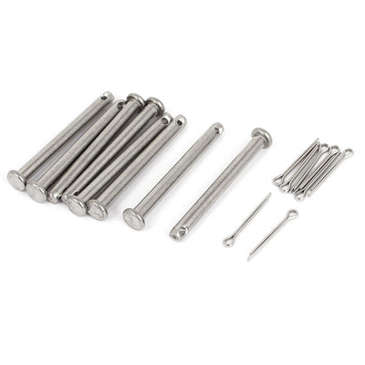 Harfington Uxcell M4 x 40mm Flat Head 304 Stainless Steel Round Clevis Pins Fastener 8Pcs