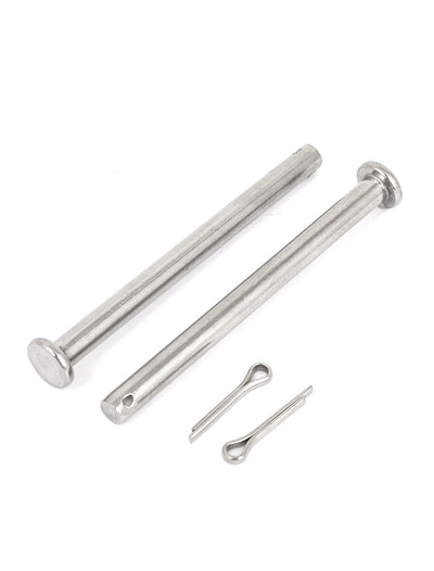 Harfington Uxcell M5x60mm Flat Head 304 Stainless Steel Round Clevis Pins Fastener 5Pcs