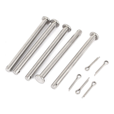 Harfington Uxcell M5x60mm Flat Head 304 Stainless Steel Round Clevis Pins Fastener 5Pcs