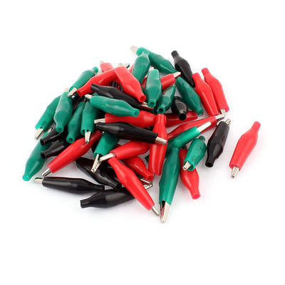 Harfington Uxcell 54 Pcs Crocodile Alligator Test Clip Tri Color for Electrical Battery Clamp Connector