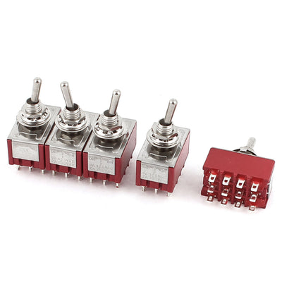 uxcell Uxcell 5pcs 4PDT ON-OFF-ON 3 Position 12 Terminal Self Locking Toggle Switches AC 250V/2A 125V/6A