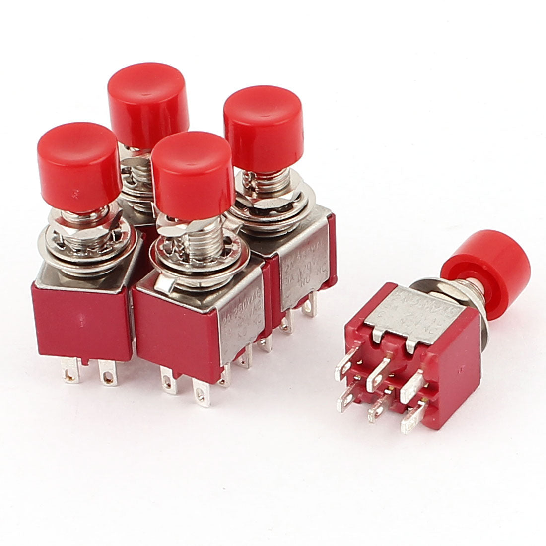 uxcell Uxcell AC 250V/2A 120V/5A 6 Pin DPDT Momentary Tactile Tact Pushbutton Switch 5pcs