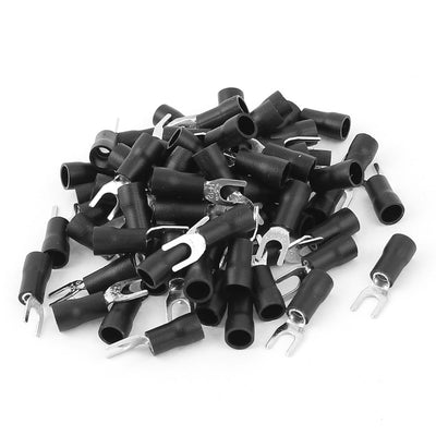 uxcell Uxcell 70pcs Black Insulated Spade Fork Electrical Wire Connector Terminals for AWG14-12 Wire