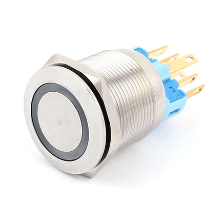 Harfington Uxcell DC 12V 18mm Blue LED Light 22mm Mounted Thread 6 Pins SPDT NO/NC Latching Push Button Switch