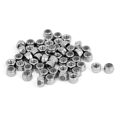 uxcell Uxcell M3 x 0.5mm Stainless Steel  Self-Locking Nylon Insert Hex Lock Nuts 50pcs
