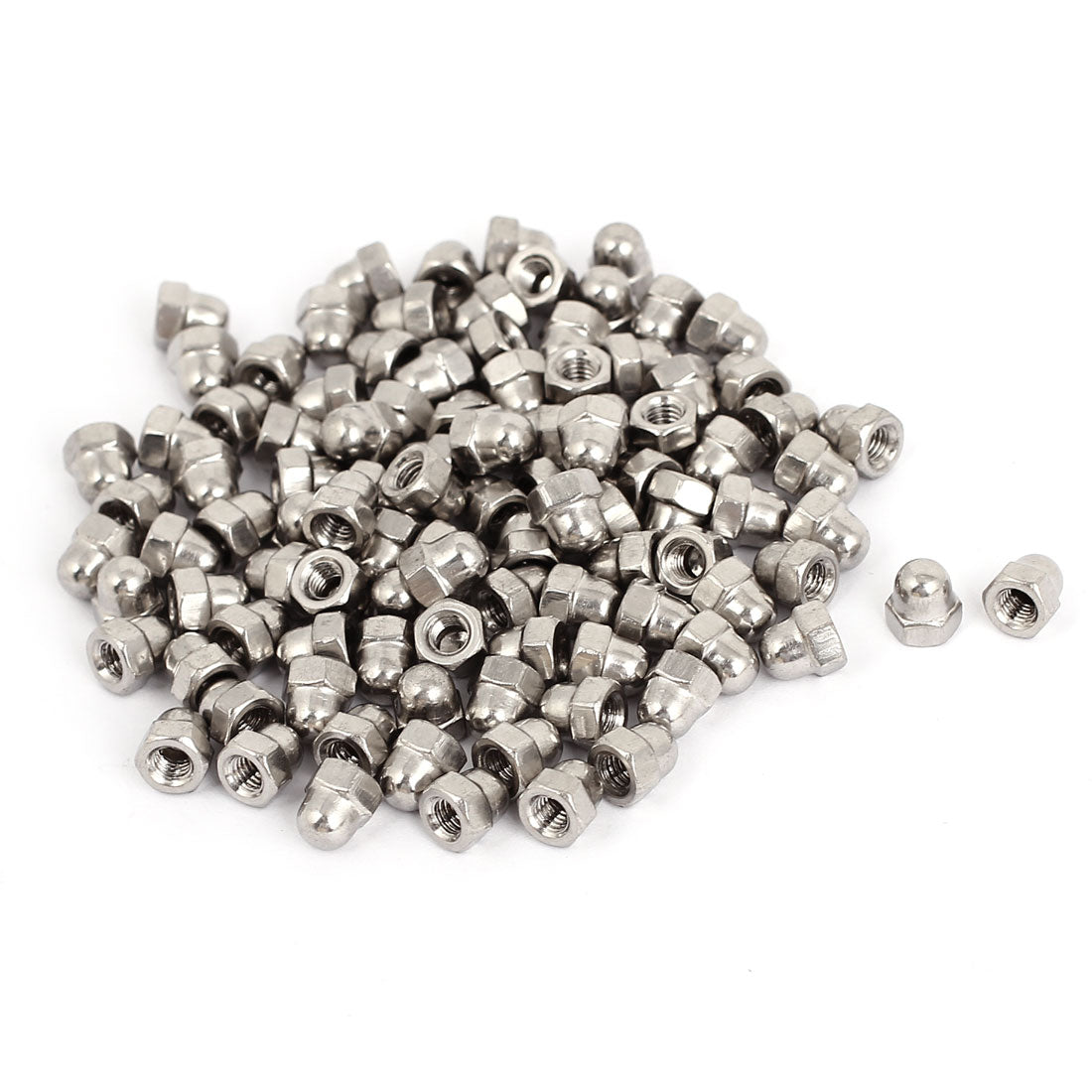 Uxcell Uxcell M3 304 Stainless Steel Dome Head Cap Acorn Hex Nuts Silver Tone 100pcs