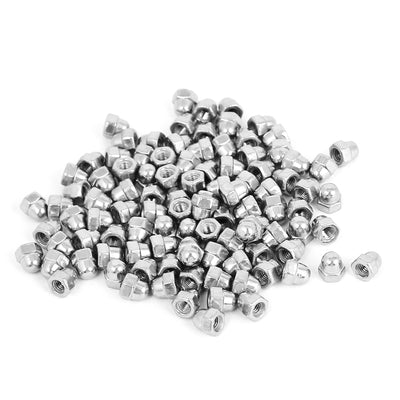 Harfington Uxcell M3 304 Stainless Steel Dome Head Cap Acorn Hex Nuts Silver Tone 100pcs
