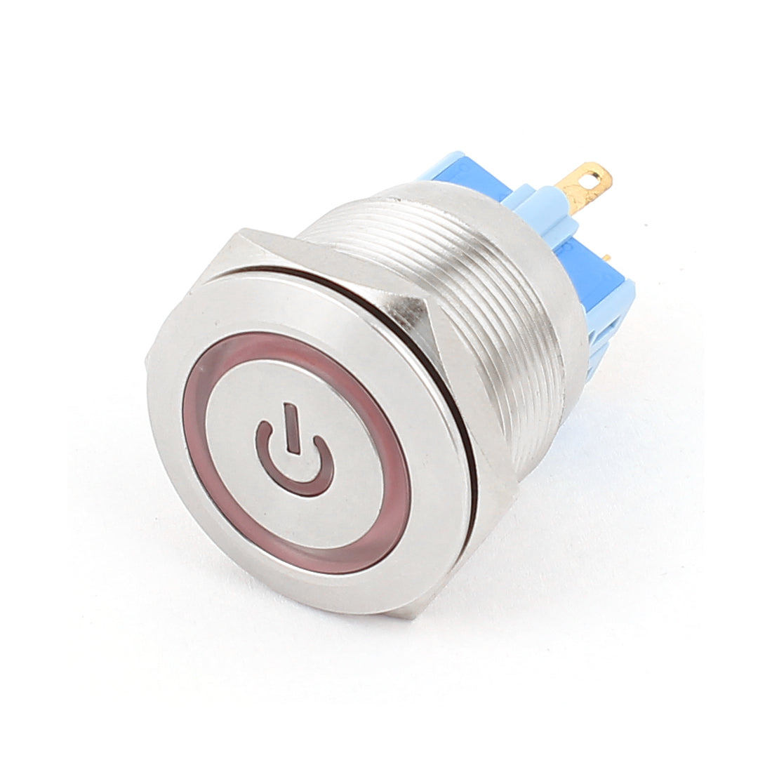 Uxcell DC 24V 20mm Red LED Light 25mm Mounted Thread 6 Pins DPST ON/OFF ...