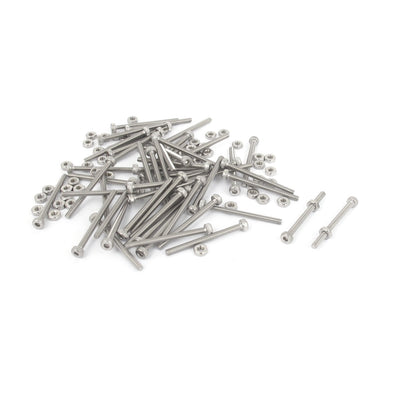 uxcell Uxcell M2x25mm Stainless Steel Hex Socket Head Knurled Cap Screws Bolts Nut Set 50Pcs