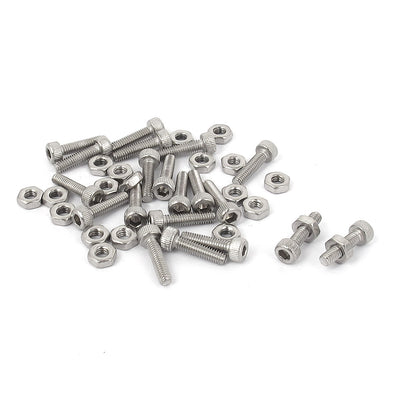 uxcell Uxcell M2.5x10mm Stainless Steel Hex Socket Head Knurled Cap Screws Bolts Nut Set 20Pcs
