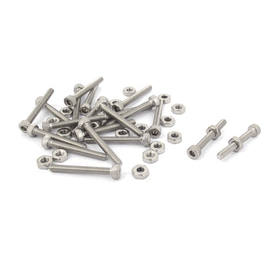uxcell Uxcell M2.5x20mm Stainless Steel Hex Socket Head Knurled Cap Screws Bolts Nut Set 20Pcs