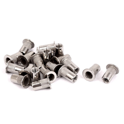 uxcell Uxcell 20 Pcs M4 Stainless Steel Serrated Flat Head Threaded Blind Rivet Nuts Nutserts