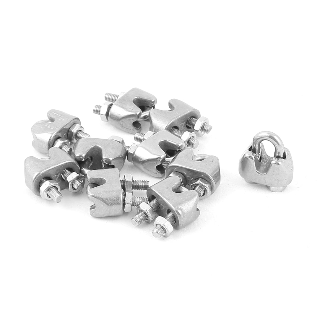 uxcell Uxcell 3mm 1/8" Stainless Steel Wire Rope Cable Clamp Fastener 10pcs