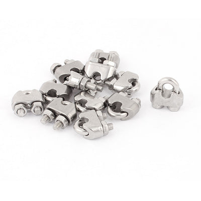 Harfington 12 Pcs 3mm 1/8" Stainless Steel Wire Rope Cable Clamp Clips Fastener