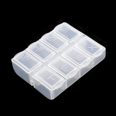 uxcell Uxcell Weekly 8 Compartments Pill Box Tablet Holder Case Organizer Container Clear