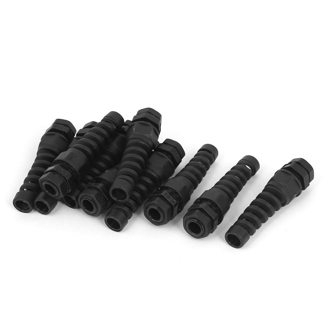 uxcell Uxcell PG7 M12 Male Thread Dia Waterproof Cable Lead Connect Glands Joints Fastener Black 10pcs