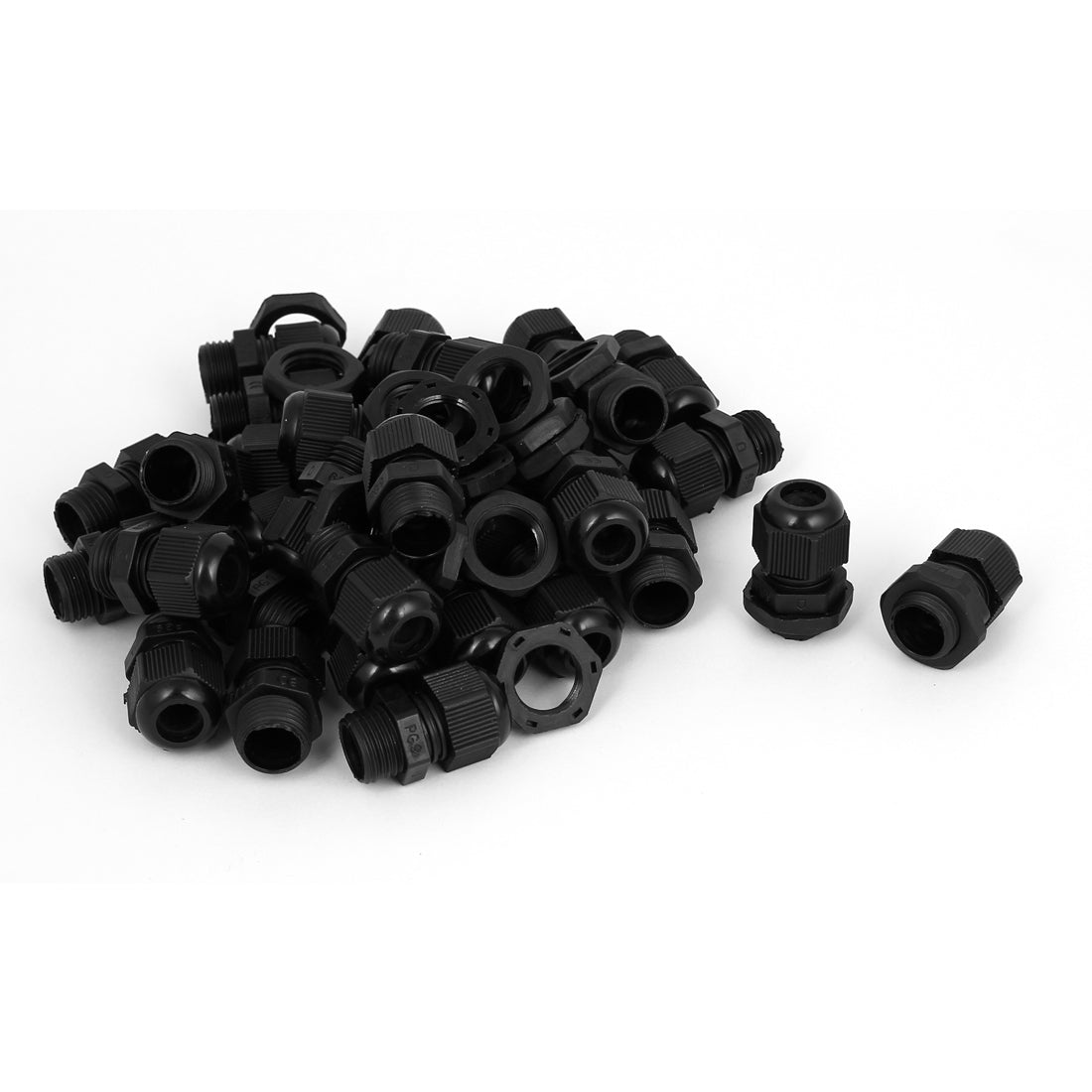 uxcell Uxcell 50 Pcs Black Plastic PG9 3.5-8mm 14.5mm Thread Dia Waterproof Cable Glands Joints Fastener Connector
