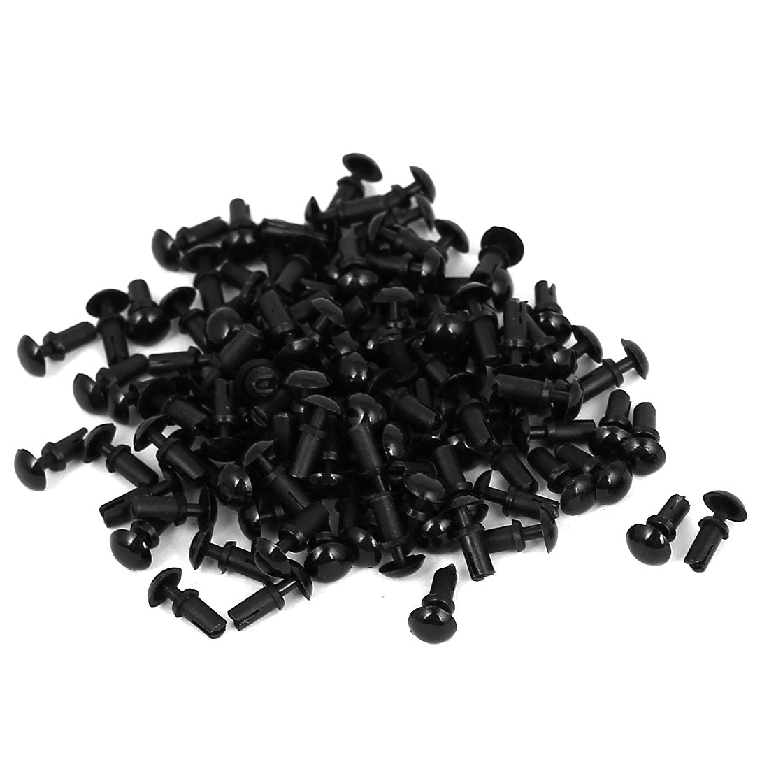 uxcell Uxcell 100Pcs Nylon Push Clips Rivet Fastener Black for 2.1-2.8mm Thickness Panel
