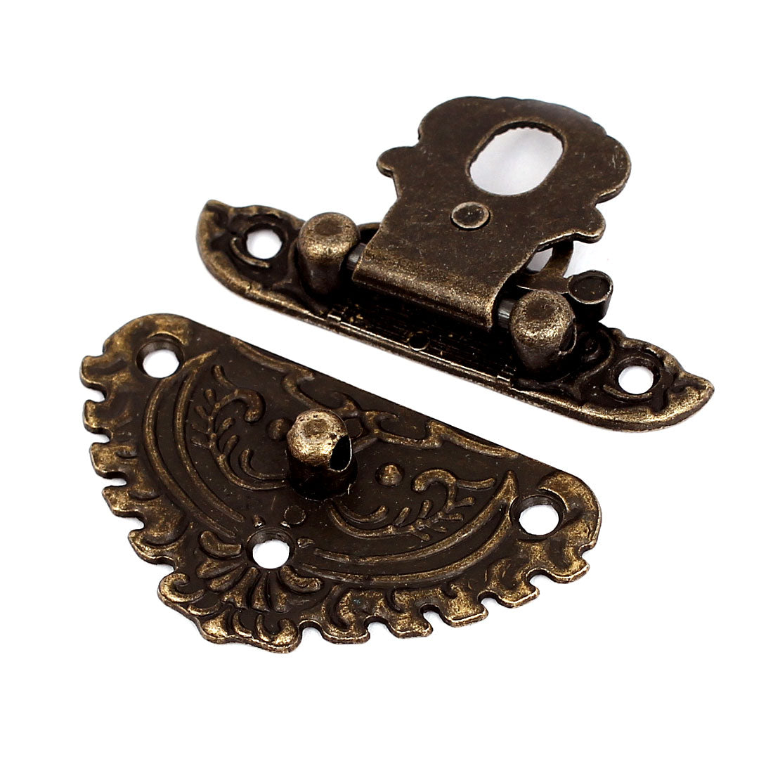 uxcell Uxcell Antique Style Wooden Case Jewelry Box Clasp Closure Hasp Latch Bronze Tone 2 Set