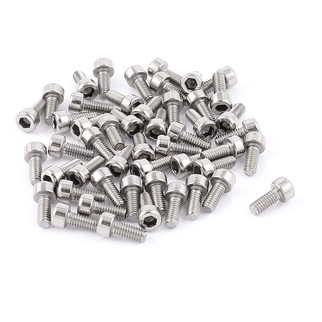 uxcell Uxcell 50 Pcs M2.5 x 6mm Metal Hex Socket Head Cap Screws Stainless Fully Thread