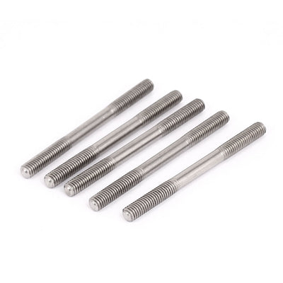 Harfington Uxcell M5x60mm 304 Stainless Steel Double End Threaded Stud Screw Bolt 5Pcs