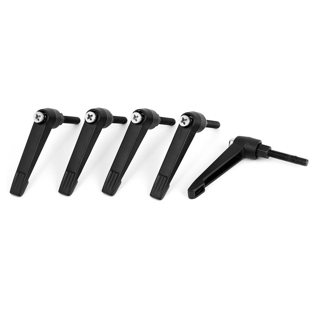 uxcell Uxcell M5x25mm Male Thread 50mm Lever Length Metal Adjustable Clamp Handle 5Pcs Black
