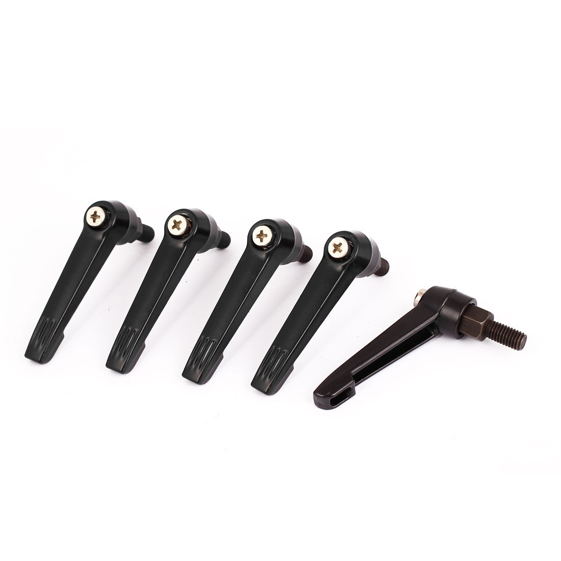 uxcell Uxcell M8x15mm Male Thread 63mm Lever Length Metal Adjustable Clamp Handle 5Pcs
