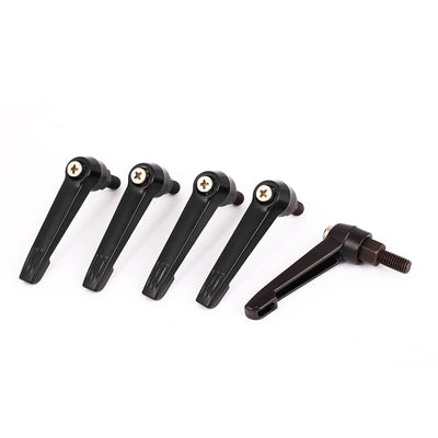 Harfington Uxcell M8x15mm Male Thread 63mm Lever Length Metal Adjustable Clamp Handle 5Pcs