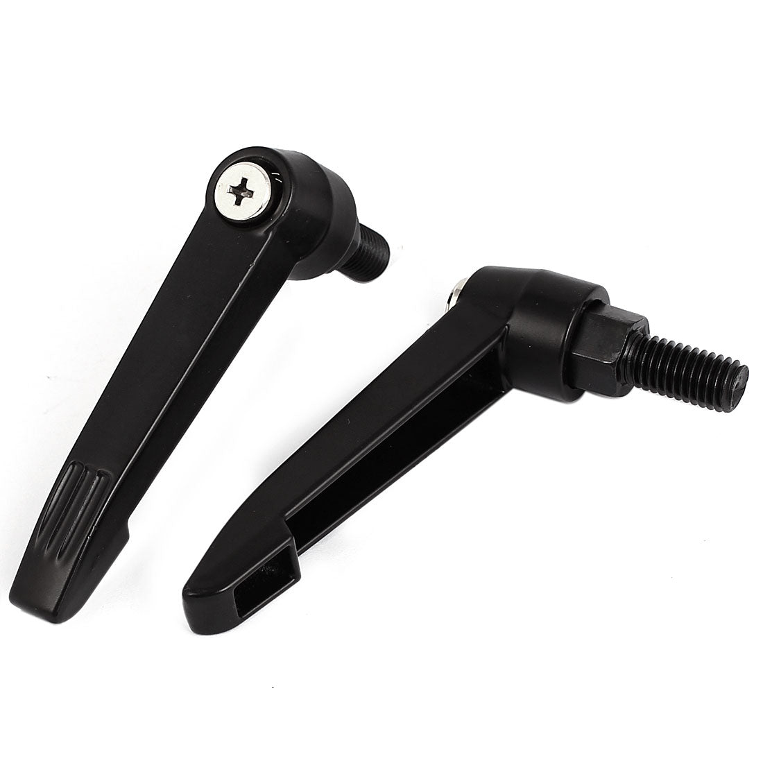 uxcell Uxcell M10x20mm Male Thread 80mm Lever Length Metal Adjustable Clamp Handle 2Pcs Black