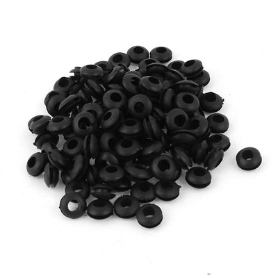 Harfington Uxcell 120pcs 5mm Inner Dia Black Rubber Electrical Round Wire Grommets Gasket