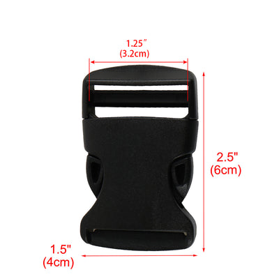 Harfington Uxcell 5Pcs 1 1/4" Wide Webbing Strap Plastic Curved Clasp Side Release Buckle Black