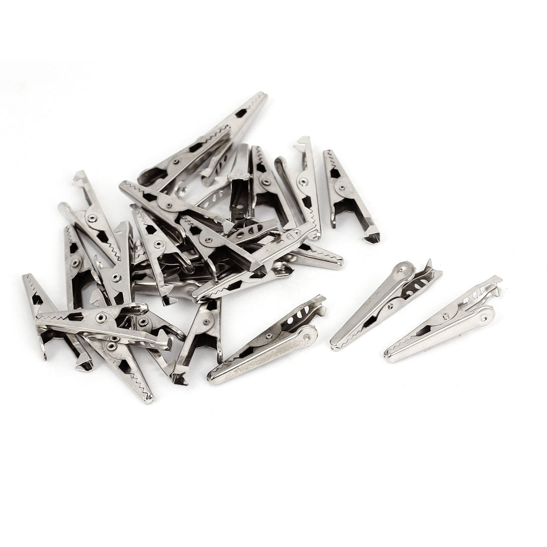 uxcell Uxcell 26pcs Silver Tone Metal Alligator Crocodile Clip Clamps Testing Probe