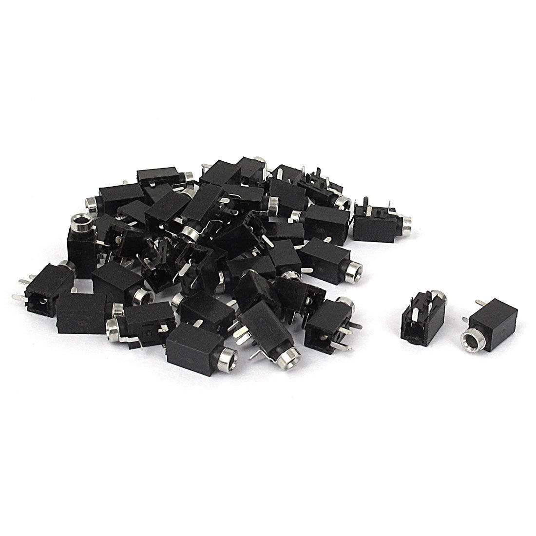 uxcell Uxcell 40 Pcs Black PCB Panel Mount 4 Terminals Female 2.5mm Stereo Audio Jack Socket Connector