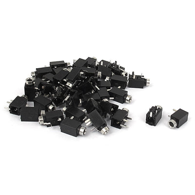 Harfington Uxcell 40 Pcs Black PCB Panel Mount 4 Terminals Female 2.5mm Stereo Audio Jack Socket Connector