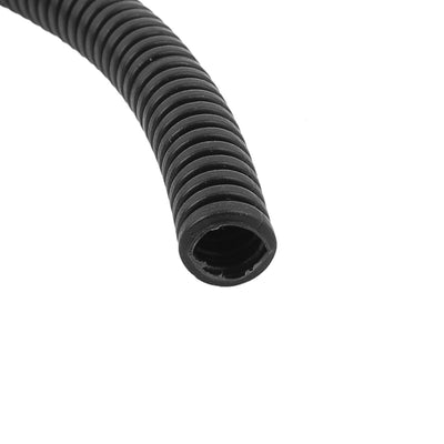 Harfington Uxcell 5.4 M 7 x 10 mm Plastic Flexible Corrugated Conduit Tube for Garden,Office Black
