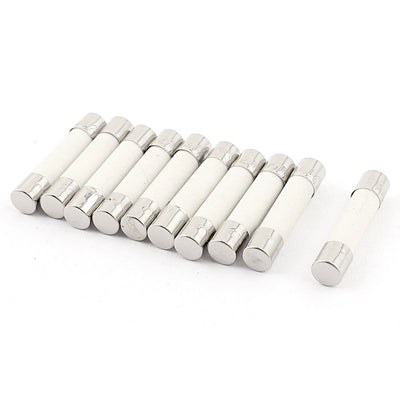 Harfington Uxcell 10 PCS 5 x 25mm Fusible Core Cylinder Cap Ceramic Tube Fuse Links 250V 10A