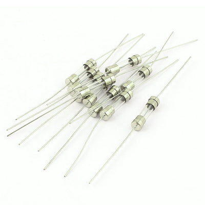 Harfington Uxcell Electrical Dual Cap Axial Leaded Glass Tube Fuses 5 x 20mm 250V 1.25A 10pcs