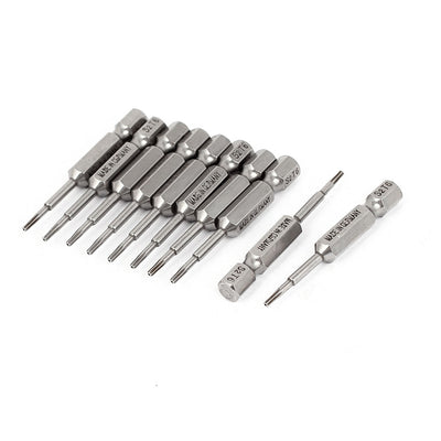 Harfington Uxcell 1/4" Hex Shank 1.5mm Tip T6 Magnetic S2 Steel Torx Security Screwdriver Bits 10pcs