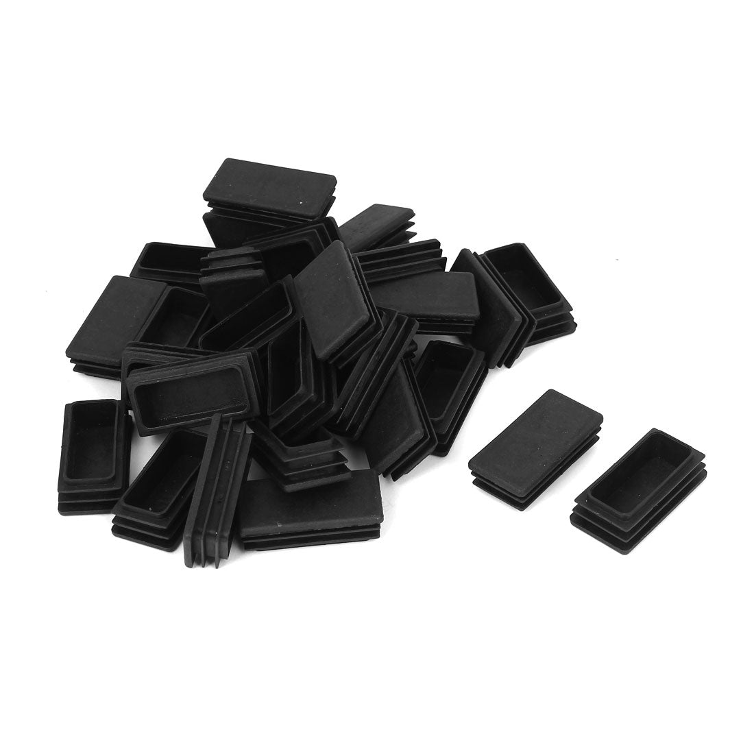 uxcell Uxcell 30pcs Black Plastic Rectangle Blanking End Tube Caps Cover Inserts 25mmx50mm