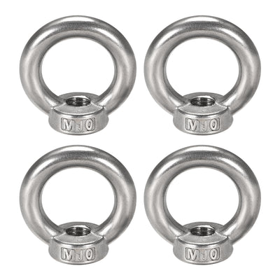 Harfington Uxcell Marine M10 Female Thread 304 Stainless Steel Lifting Eye Nuts Ring 4pcs