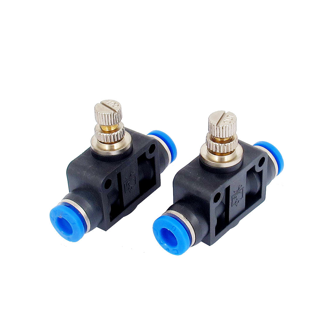 uxcell Uxcell 2pcs 6mm OD Tube Union Air Flow Speed Control Valve Pneumatic Push in Fittings