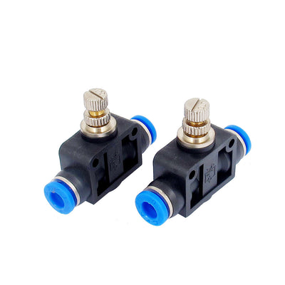 Harfington Uxcell 2pcs 6mm OD Tube Union Air Flow Speed Control Valve Pneumatic Push in Fittings