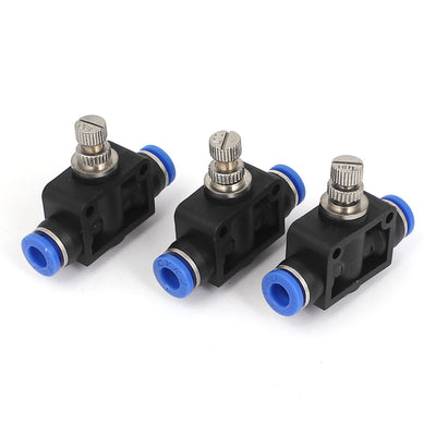 Harfington Uxcell 3pcs 6mm Tube Union Flow Speed Controllers Regulators Pneumatic Push in Fittings