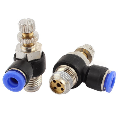 Harfington Uxcell 2 Pcs 6mm to 1/4BSP Male Thread Push in Connect Fitting Pneumatic Speed Controller